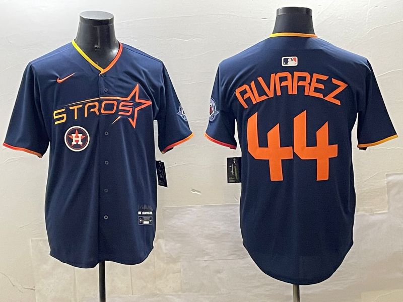 Men Houston Astros #44 Alvarez Drak Blue Three generations Joint Name 2025 Nike MLB Jersey style 10->houston astros->MLB Jersey